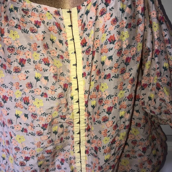 Scrapbook Originals Brown Yellow Orange Floral Top M Shirt Cold Shoulder - Picture 5 of 12